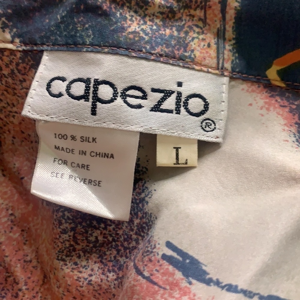 Vintage 80s Capezio Silk Abstract Button Down Top… - image 4